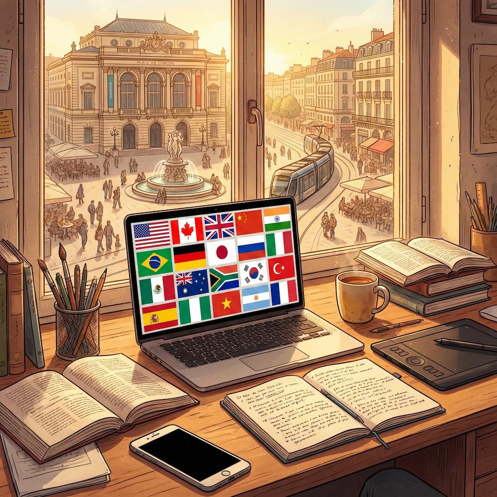 computer with flags